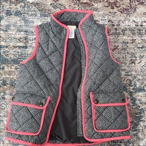 Crewcuts Black and White Herringbone Vest with Pink Trim
